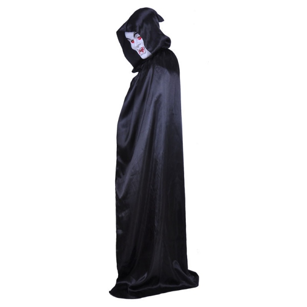 70 Hooded Cape Adult Unisex Long Grim Reaper Cloak Black Halloween